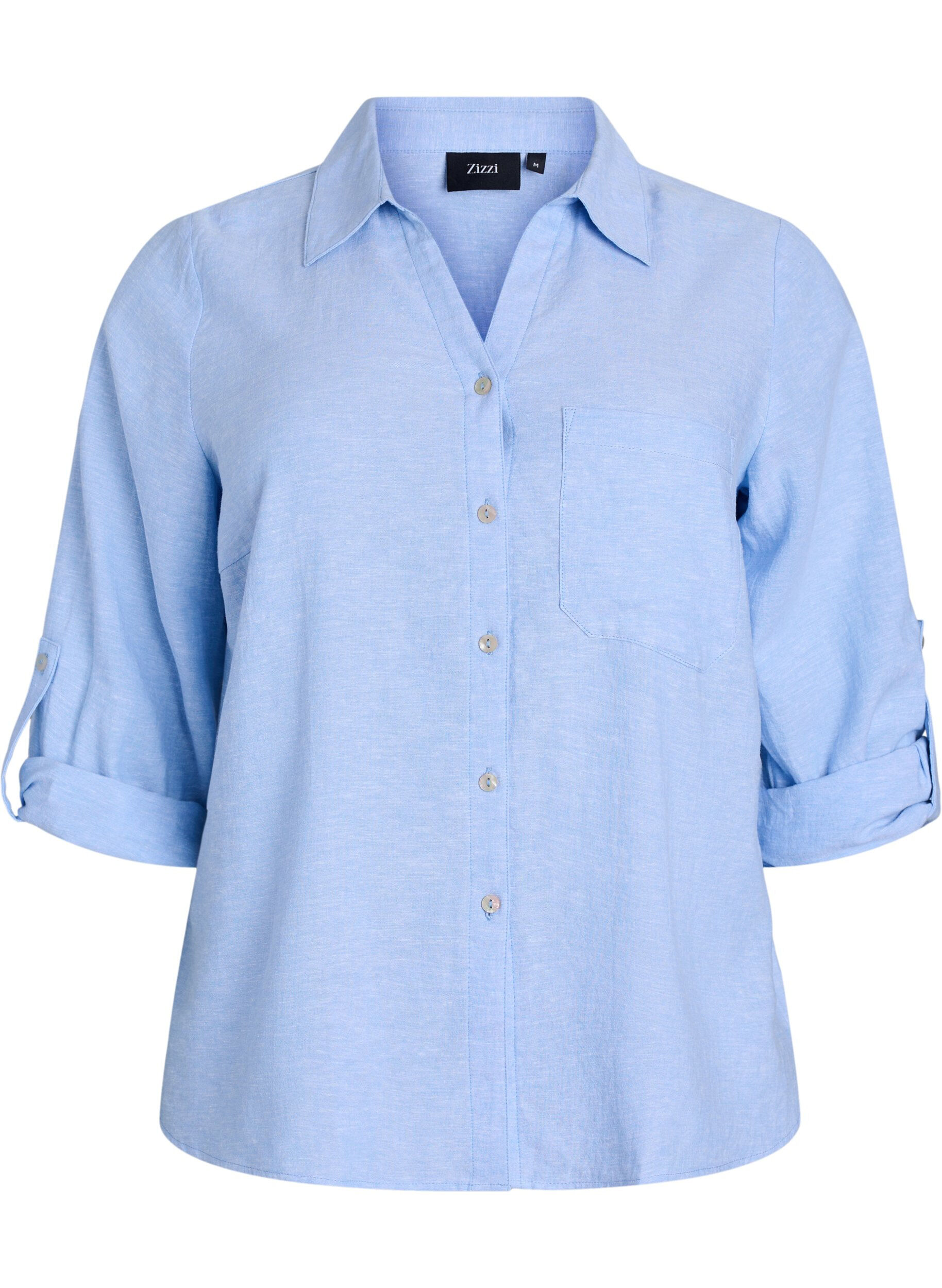 Linnen en viscose shirt met 3/4 mouwen
