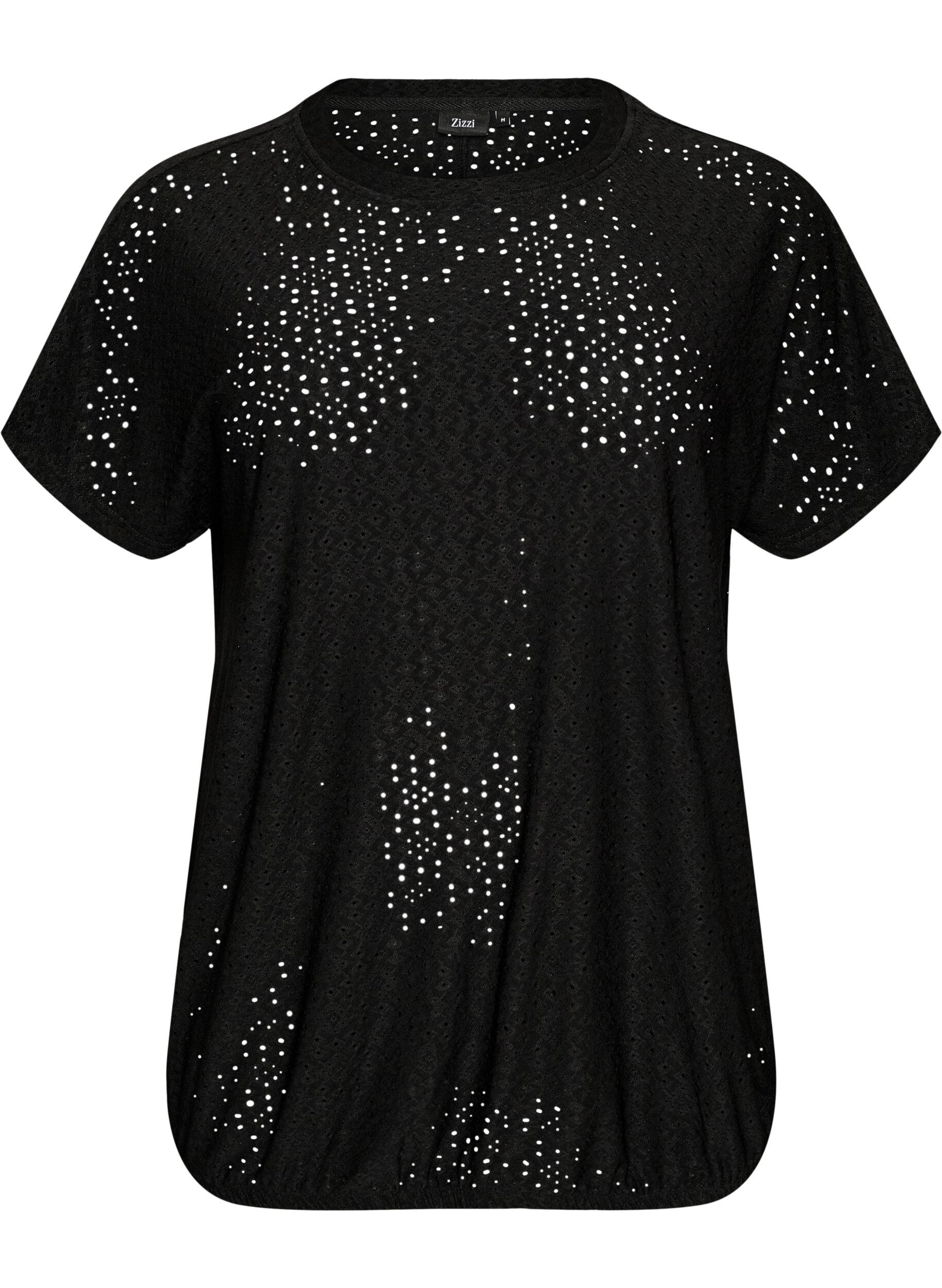 Blouse met oogjesborduurwerk en balloneffect