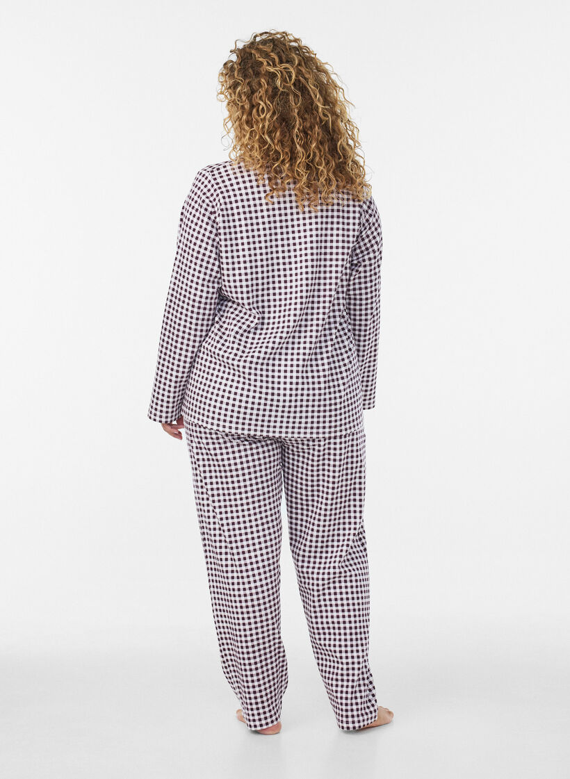 Katoenen pyjamashirt met borstzak, Rood, Model image number 2