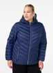 Gewatteerd lichtgewicht jack met capuchon, Blauw, Model image number 0