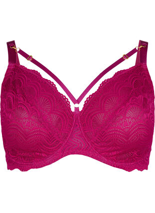ZizziVolledig dekkende beha met kanten details en strikje, Boysenberry, Packshot image number 0