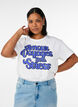 100% katoenen T-shirt met korte mouwen en print, Wit, Model image number 0