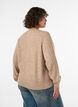Kabelgebreid vest met parelknopen, Beige, Model image number 2