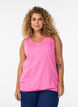 Tanktop in biologisch katoen met V-hals en knopen, Roze, Model image number 0