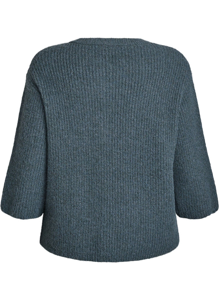 Korte cardigan met 3/4-mouwen en gouden textuur knopen, Groen, Packshot image number 1