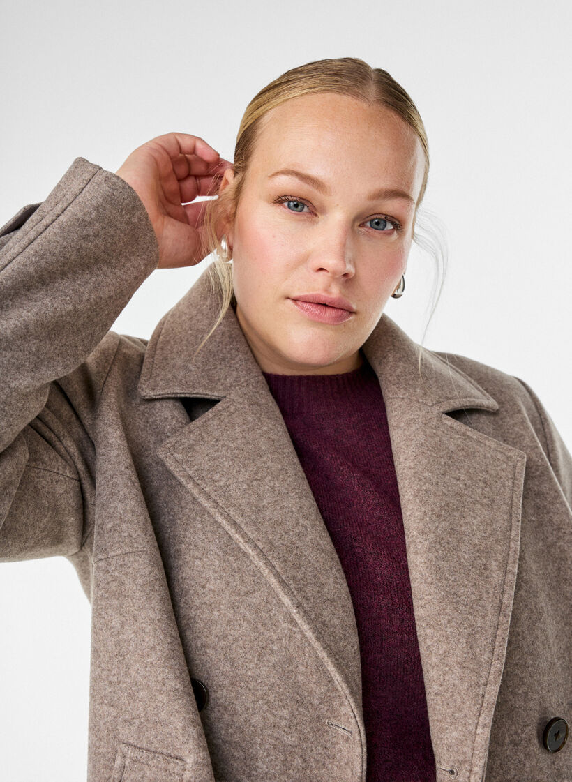 Korte jas met dubbele knoopsluiting, Beige, Image image number 0