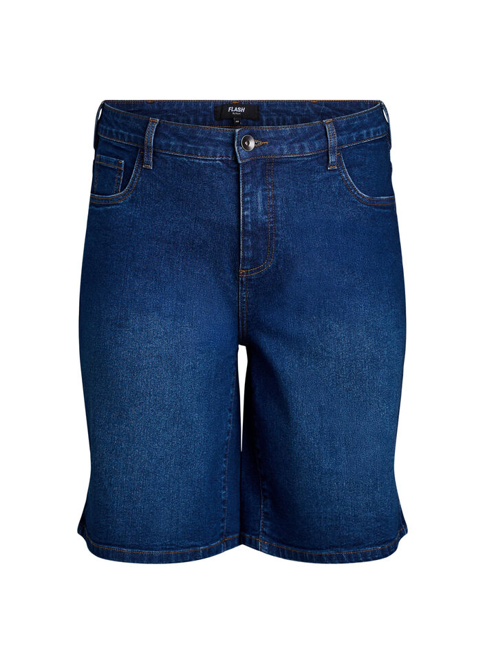 FLASH - Losse denim shorts met hoge taille, Blauw, Packshot image number 0