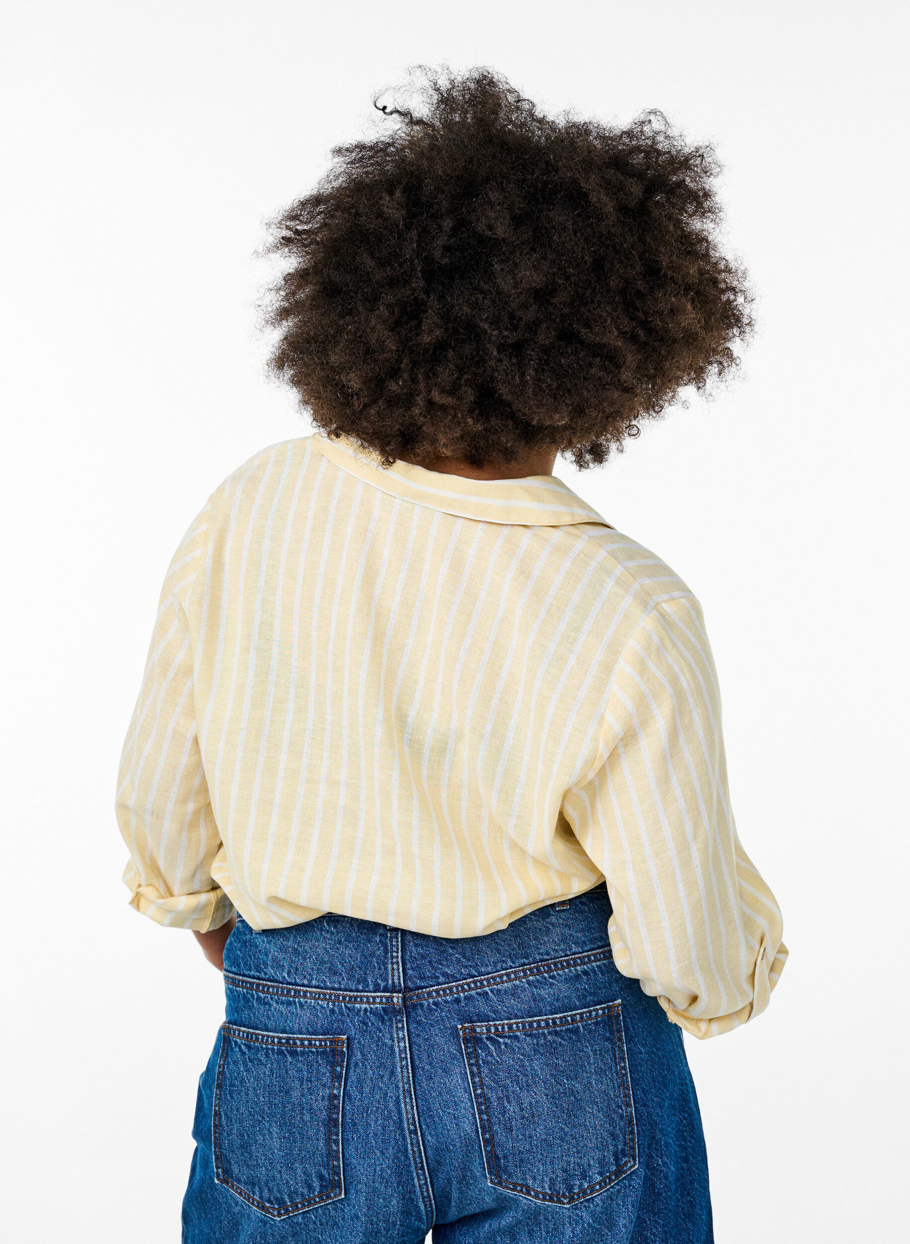 ZizziLinnen en viscose shirt met 3/4 mouwen, Beige, Model image number 2