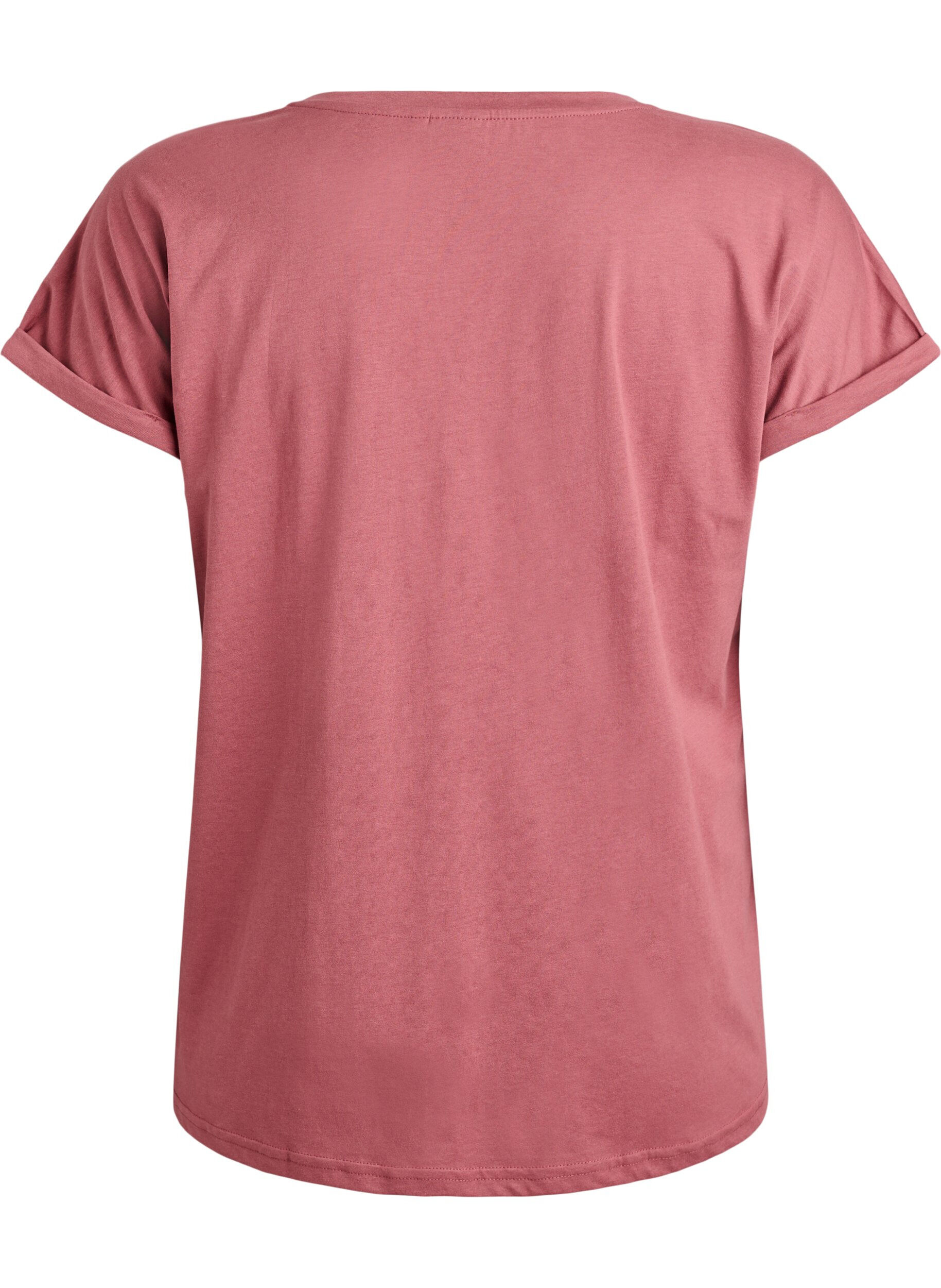 ZizziT-shirt met korte mouwen van katoenmix, Roze, Packshot image number 1