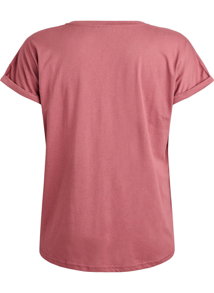 T-shirt met korte mouwen van katoenmix, Roze, Packshot image number 1