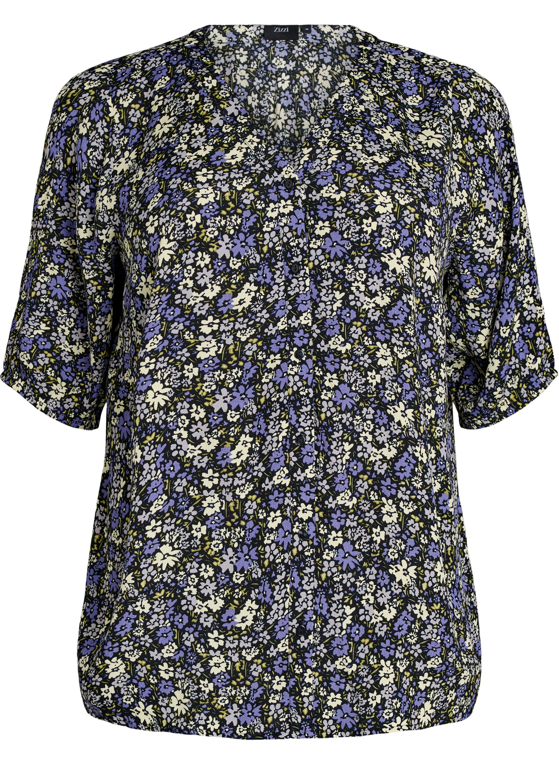 Blouse imprim&eacute;e en viscose avec fermeture boutonn&eacute;e
