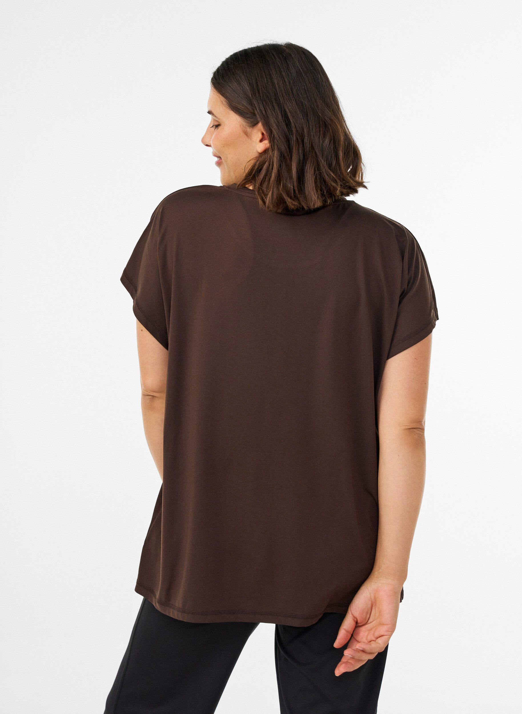 ZizziEffen gekleurd trainingsshirt, Bruin, Model image number 2