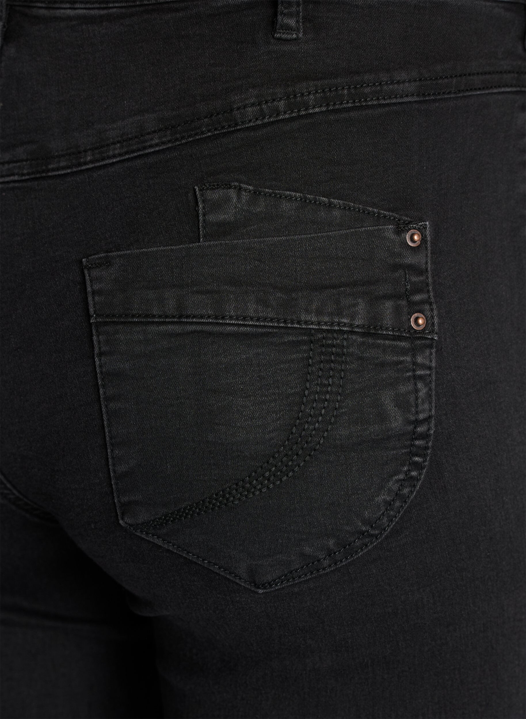 Zizzi Jeans Gemma taille haute coupe droite, Noir, Packshot image number 3