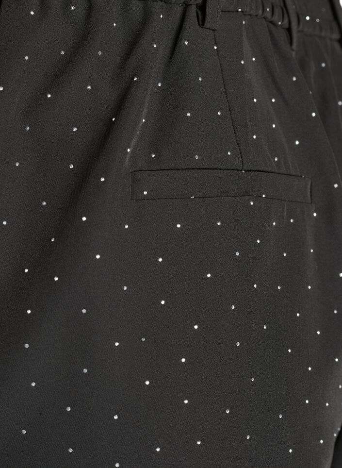 Broek met rhinestones en een hoge taille, Zwart Broek met rhinestones en een hoge taille, Zwart, Packshot