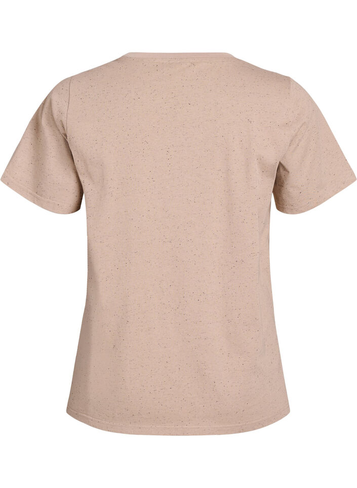 Katoenen T-shirt met ronde hals, Beige, Packshot image number 1