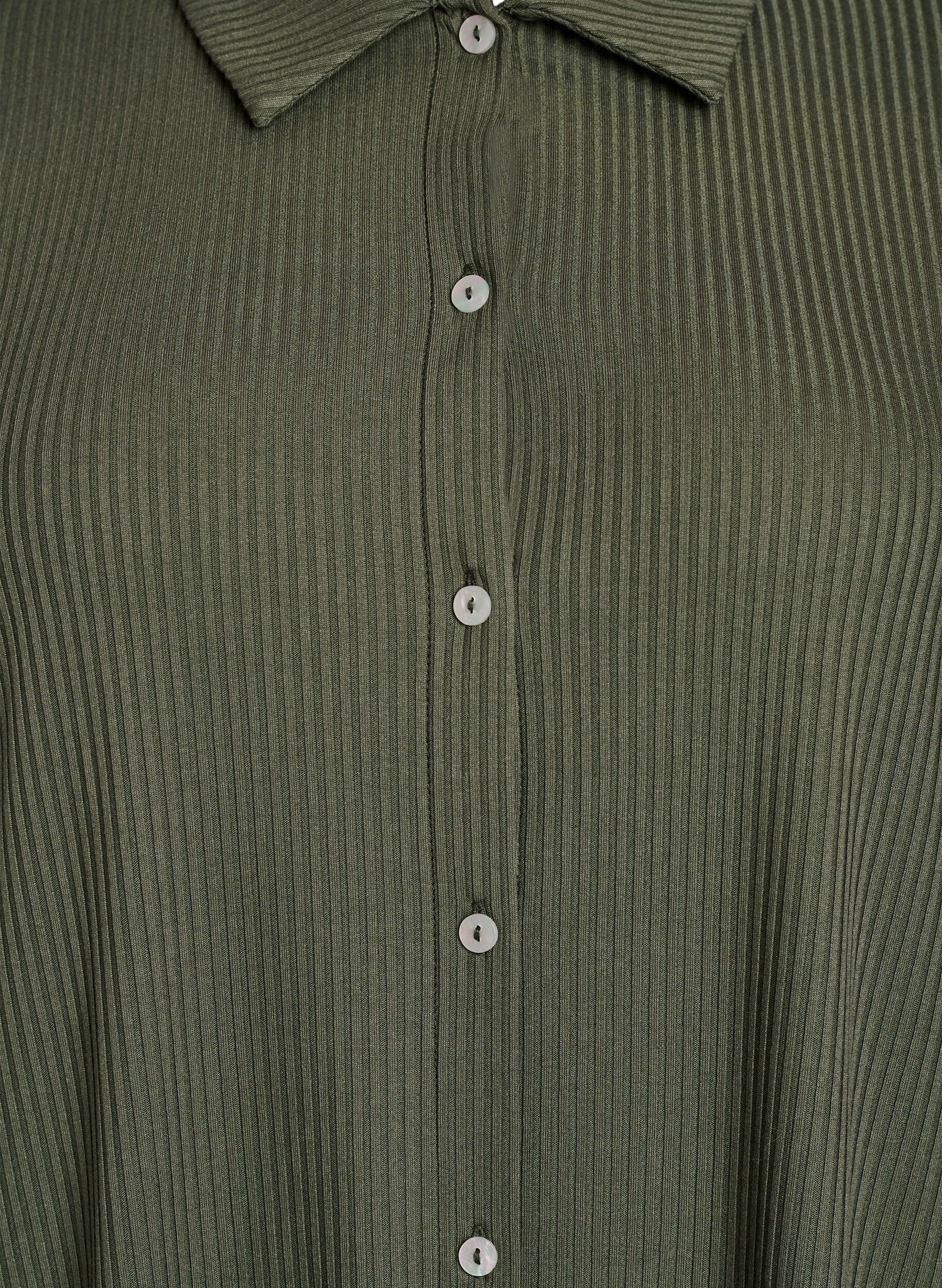 ZizziJersey maxi jurk met kraag en korte mouwen, Groen, Packshot image number 2