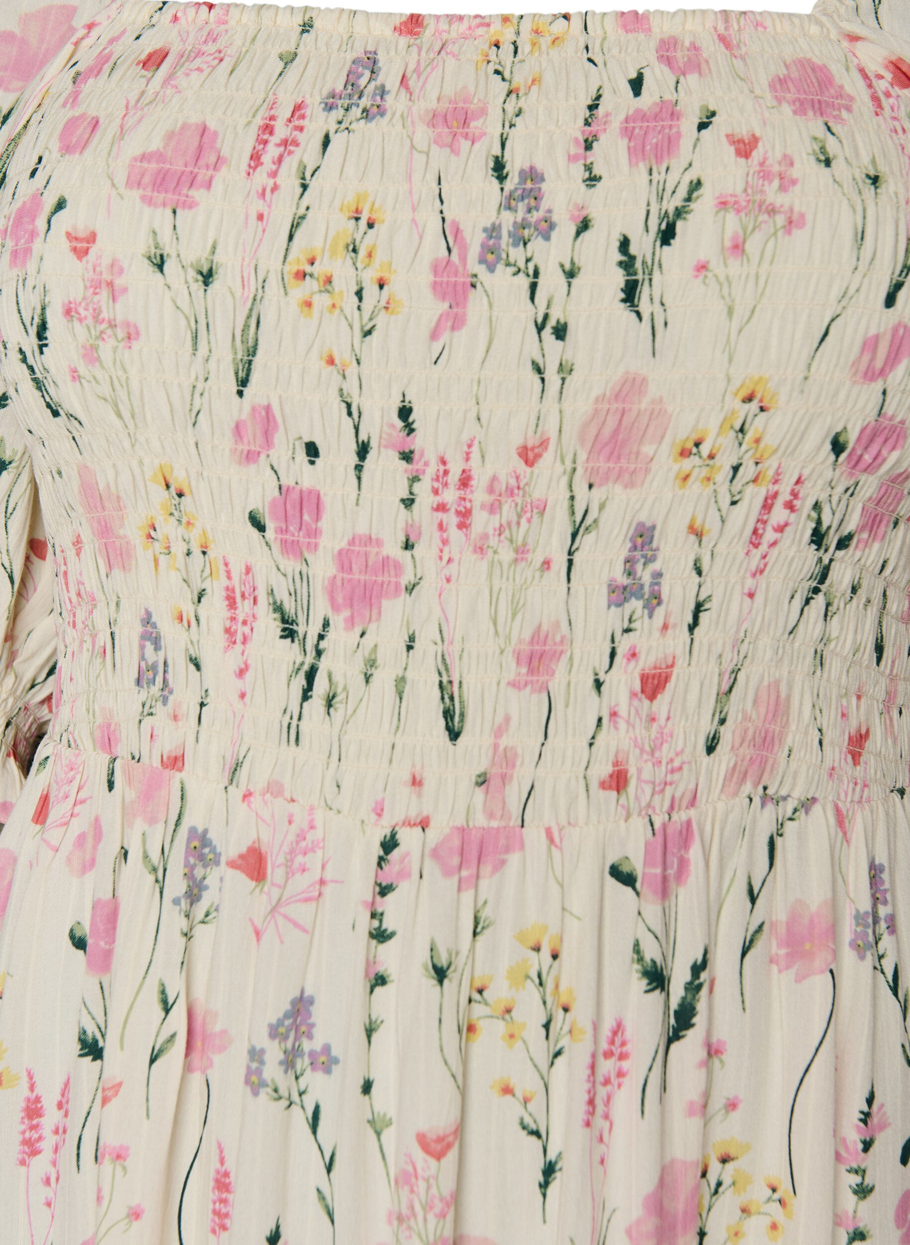 ZizziGebloemde viscose zomerjurk, Vanille, Packshot image number 2