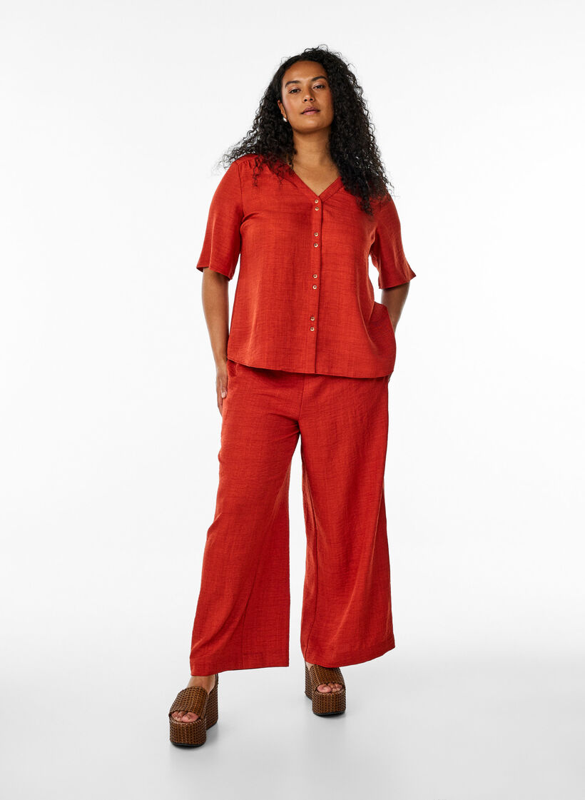 Losse broek met elastische tailleband en zakken, Ketchup, Model