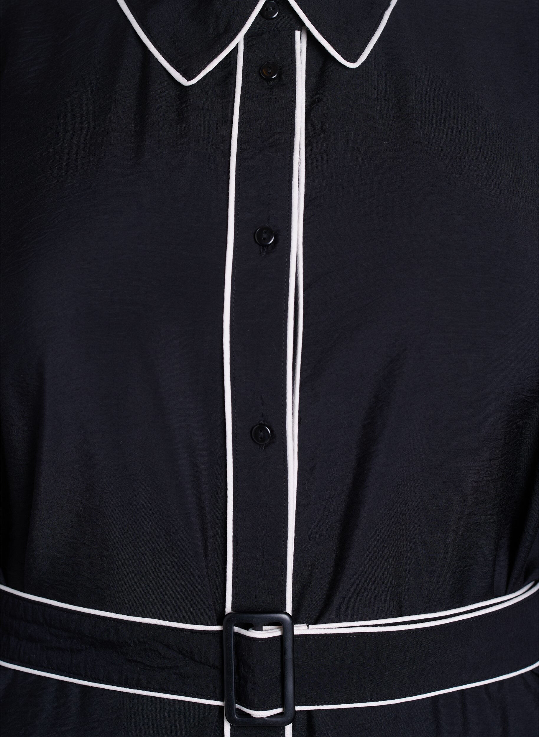 ZizziMidi overhemdjurk met contrasterende randen, Zwart, Packshot image number 2