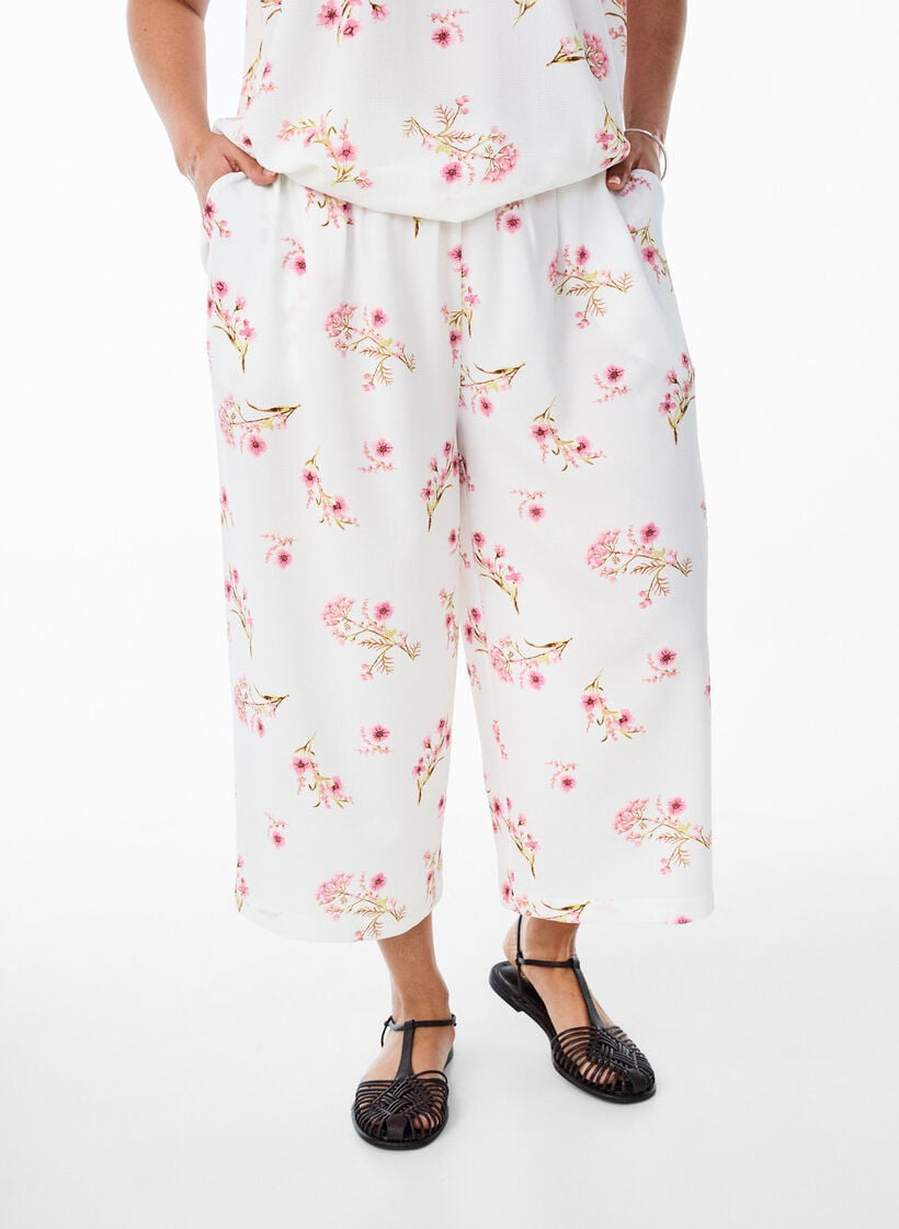 Culotte broek met print, Wit, Model image number 2