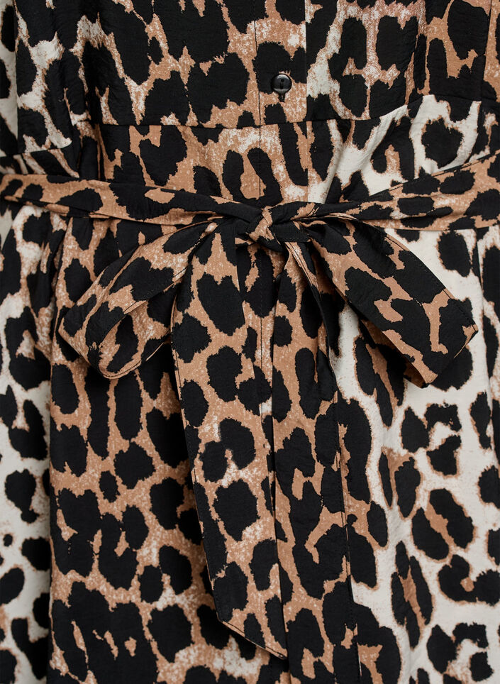 Getailleerde tuniek met een strikceintuur en 3/4 mouwen., Bruin, Packshot image number 3