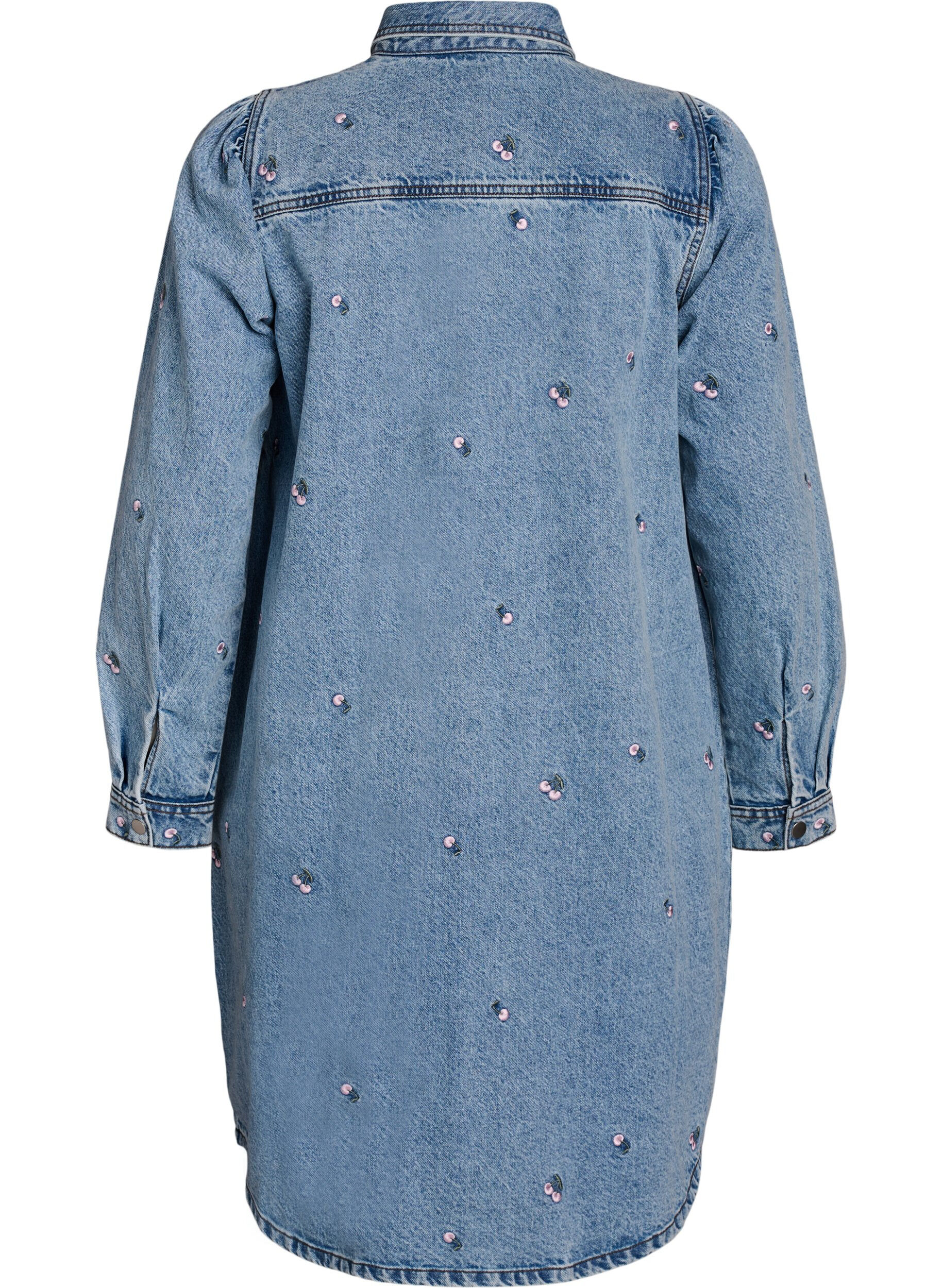 ZizziDenimjurk met kersen en borstzakken, Blauw, Packshot image number 1