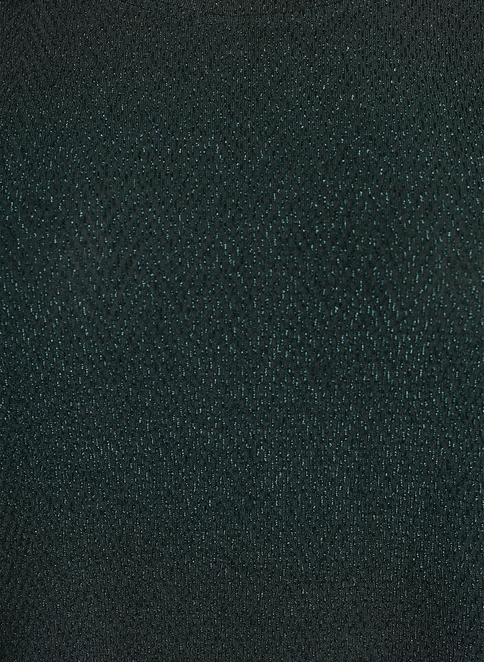 Blouse met visgraatpatroon en glinsterend garen, Groen, Packshot image number 2