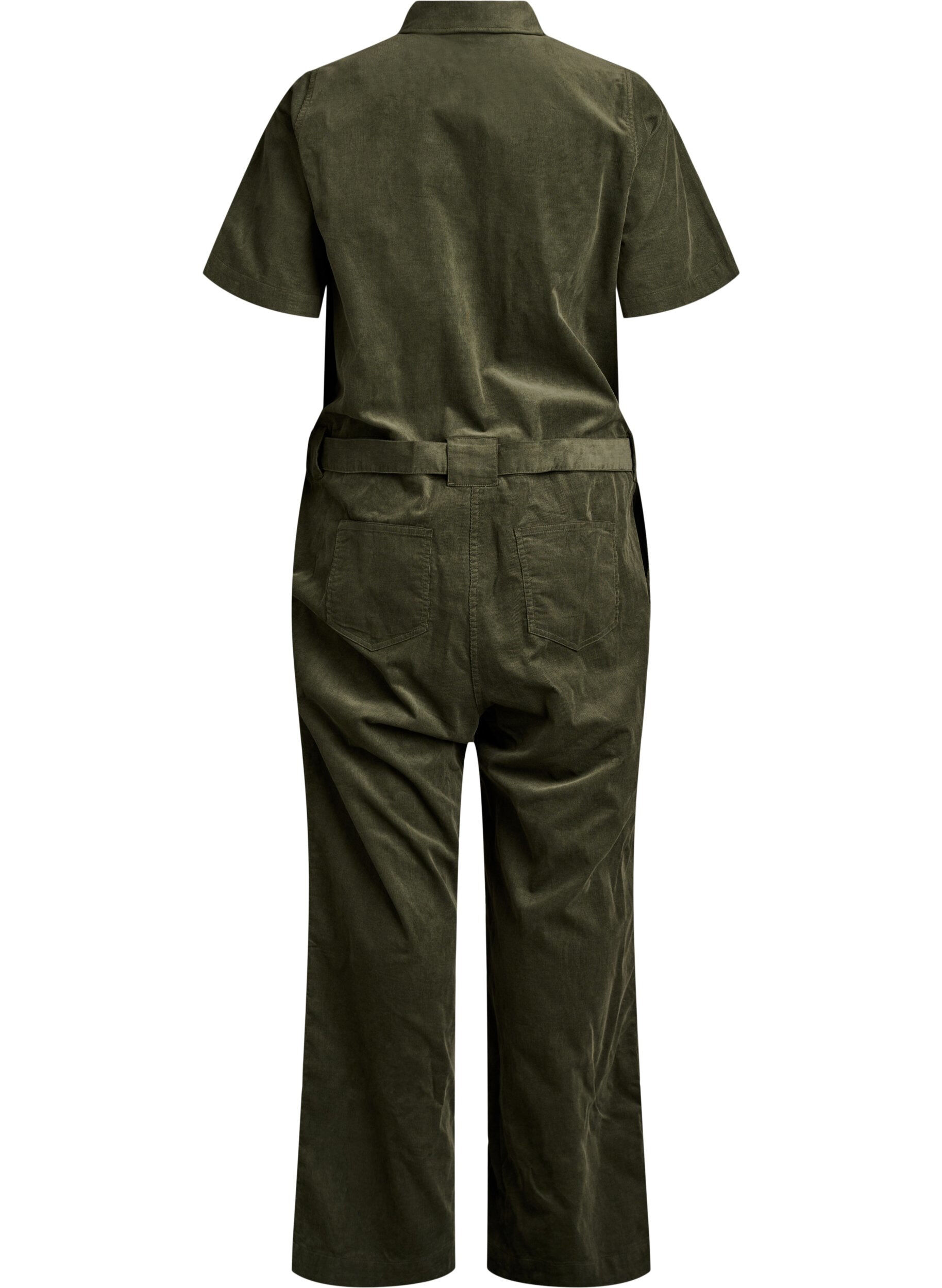 ZizziCorduroy jumpsuit met straight-fit broekspijpen, Groen, Packshot image number 1