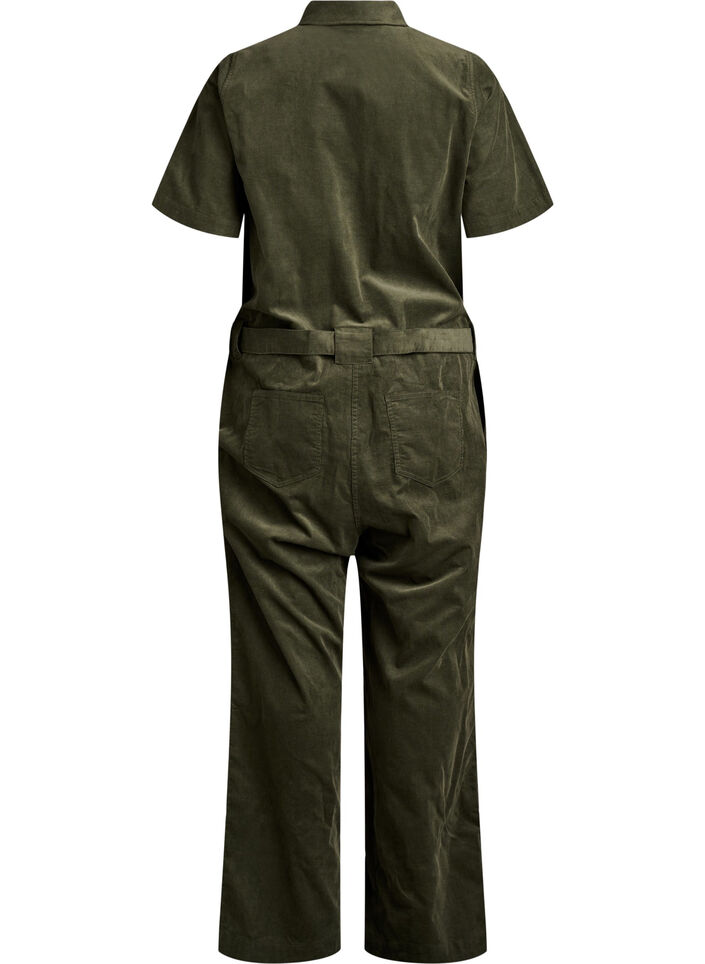 Corduroy jumpsuit met straight-fit broekspijpen, Groen, Packshot image number 1