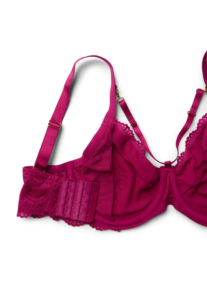 Volledig dekkende beha met kanten details en strikje, Boysenberry, Packshot