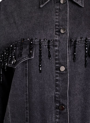 ZizziSpijkerjack met parelfranjes, Grey Denim, Packshot image number 2