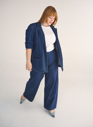 ZizziHigh-waisted jeans met wide fit, Unwashed, Image image number 0