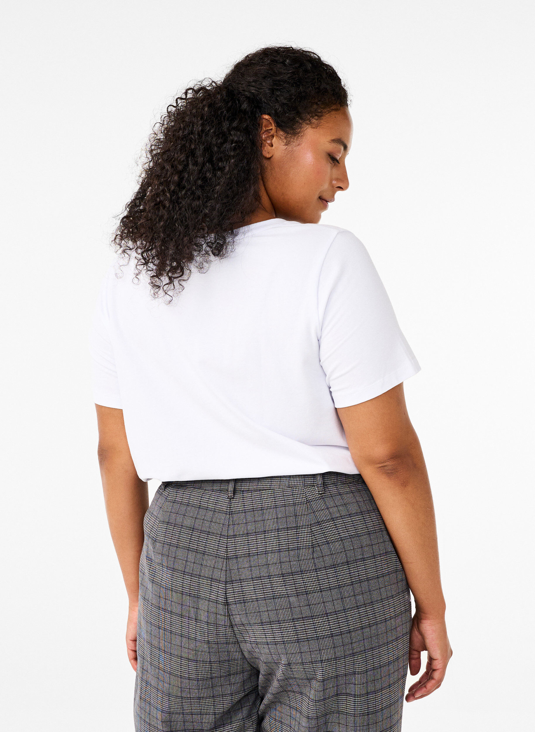 ZizziEffen basic katoenen T-shirt, Wit, Model image number 2