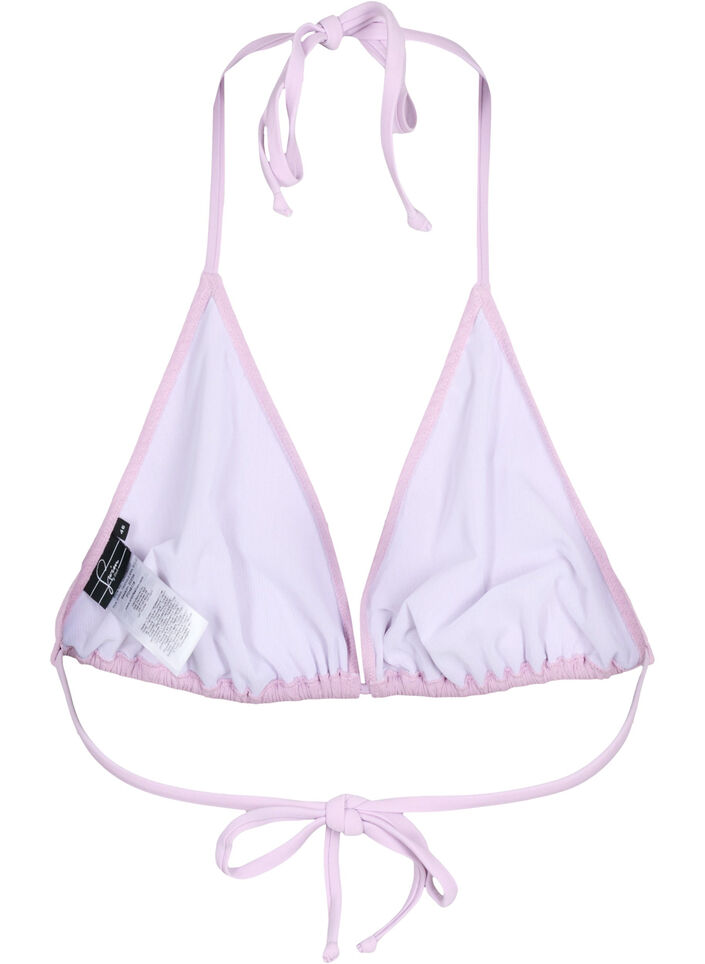 Driehoekige bikini top met cr&ecirc;pe structuur, Paars, Packshot image number 1