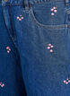 Korte spijkerbroek met geborduurde bloemen, Blauw, Packshot image number 2