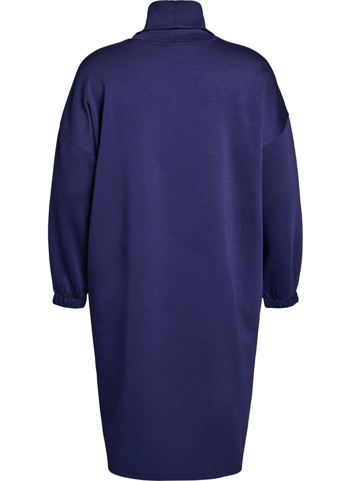 A-vormige jurk met col, Blauw, Packshot image number 1