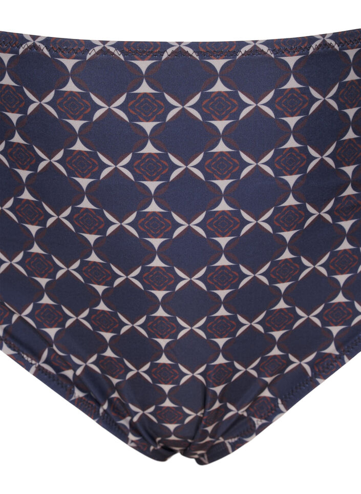 Bikinislip met hoge taille en print, Blauw, Packshot image number 2