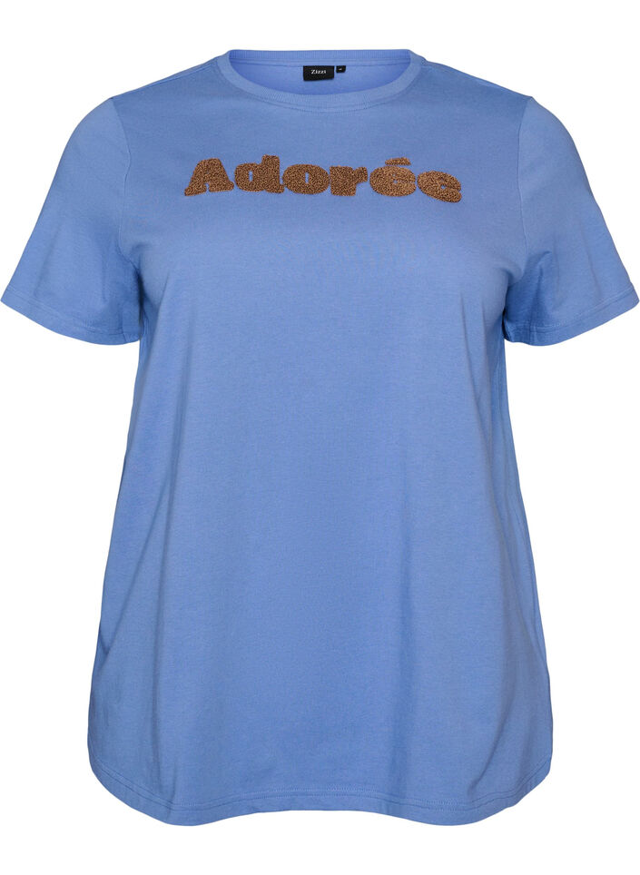 Organisch katoenen T-shirt met print aan de voorkant, Blauw, Packshot image number 0