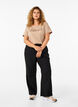 Flared broek met elastiek in de taille, Zwart, Model image number 0