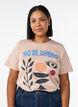 Katoenen T-shirt met print aan de voorkant, Beige, Model image number 0