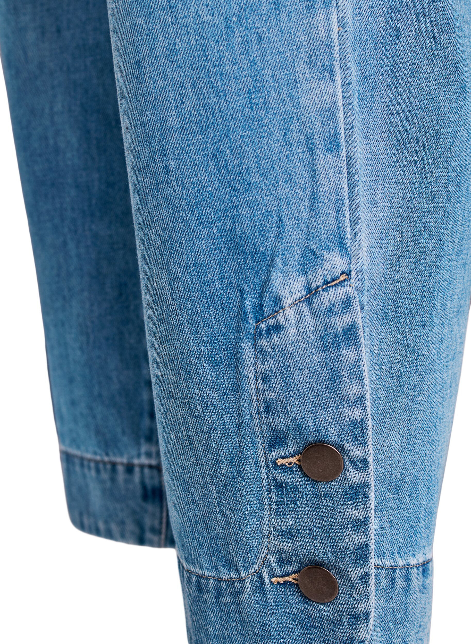 ZizziGecropte Kiana jeans met straight-fit en knoopdetails, Blauw, Packshot image number 3