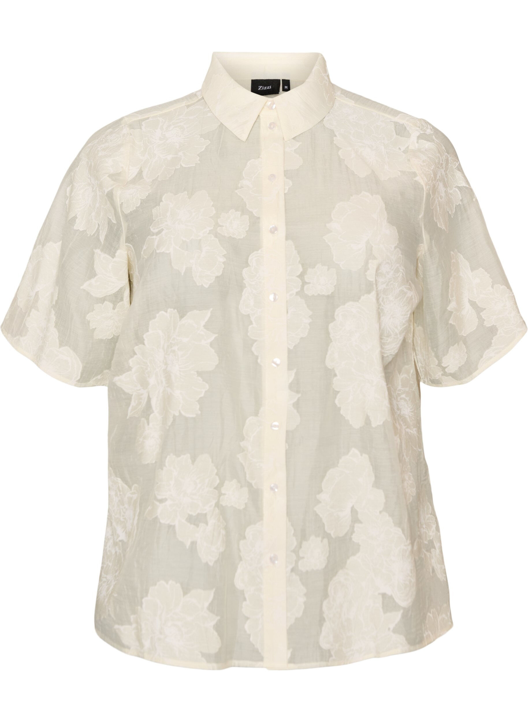 ZizziTransparante blouse met bloemenprint, Beige, Packshot image number 0