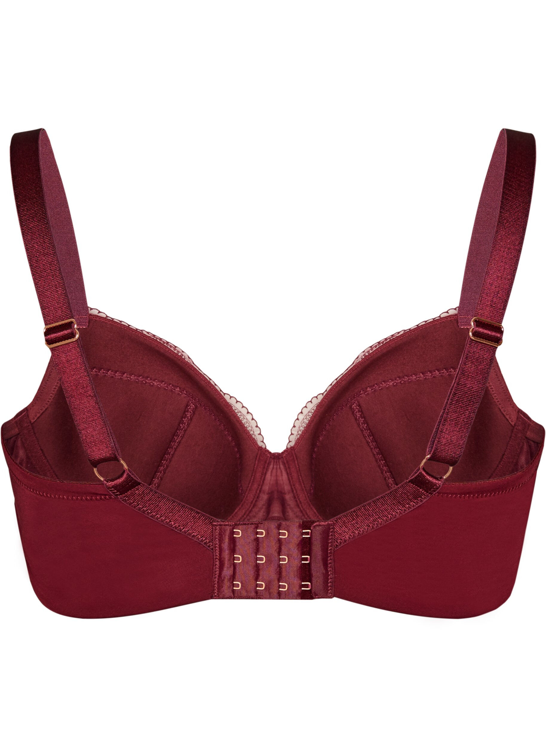 ZizziVoorgevormde beugel-bh met kant en U-rug, Rood, Packshot image number 1