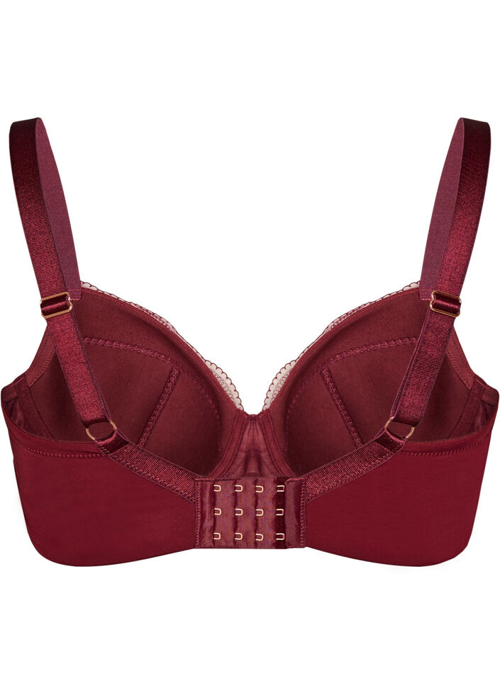 Voorgevormde beugel-bh met kant en U-rug, Rood, Packshot image number 1