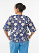 Blouse met V-hals en geborduurd patroon, Blauw, Model image number 2