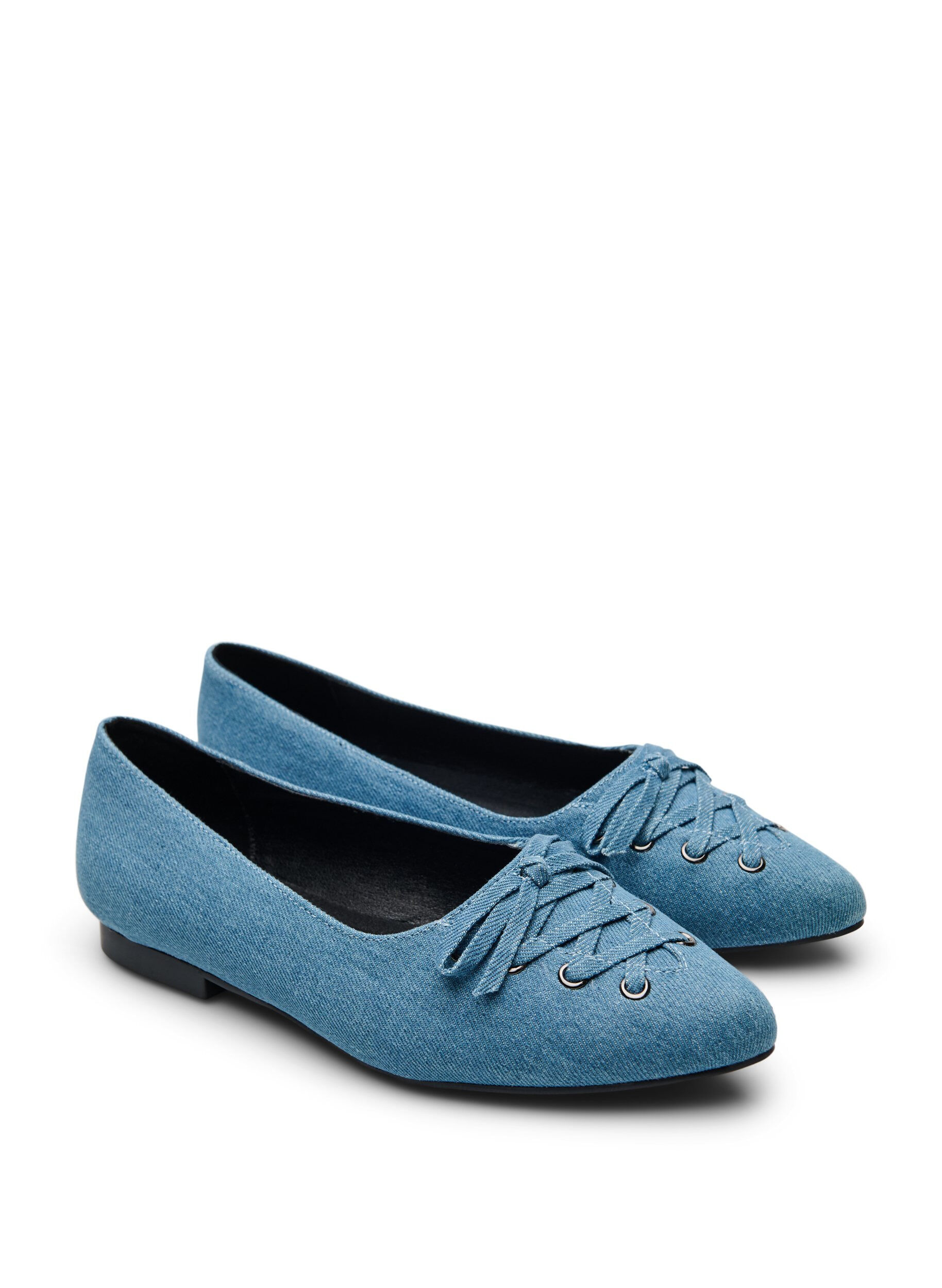 ZizziBallerina flats met vetersluiting, Blauw, Packshot image number 1