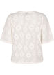 Blouse met kort mouwen en een opengewerkt patroon, Beige, Packshot image number 1