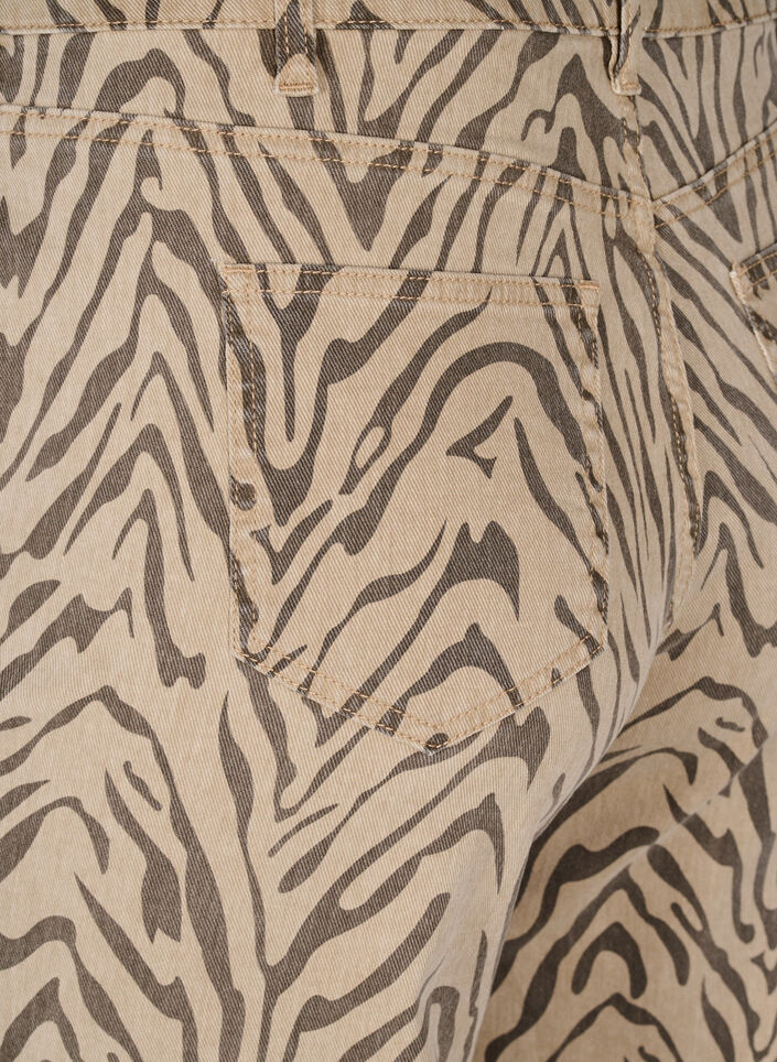 Straight-fit jeans met zebraprint, Bruin, Packshot image number 3