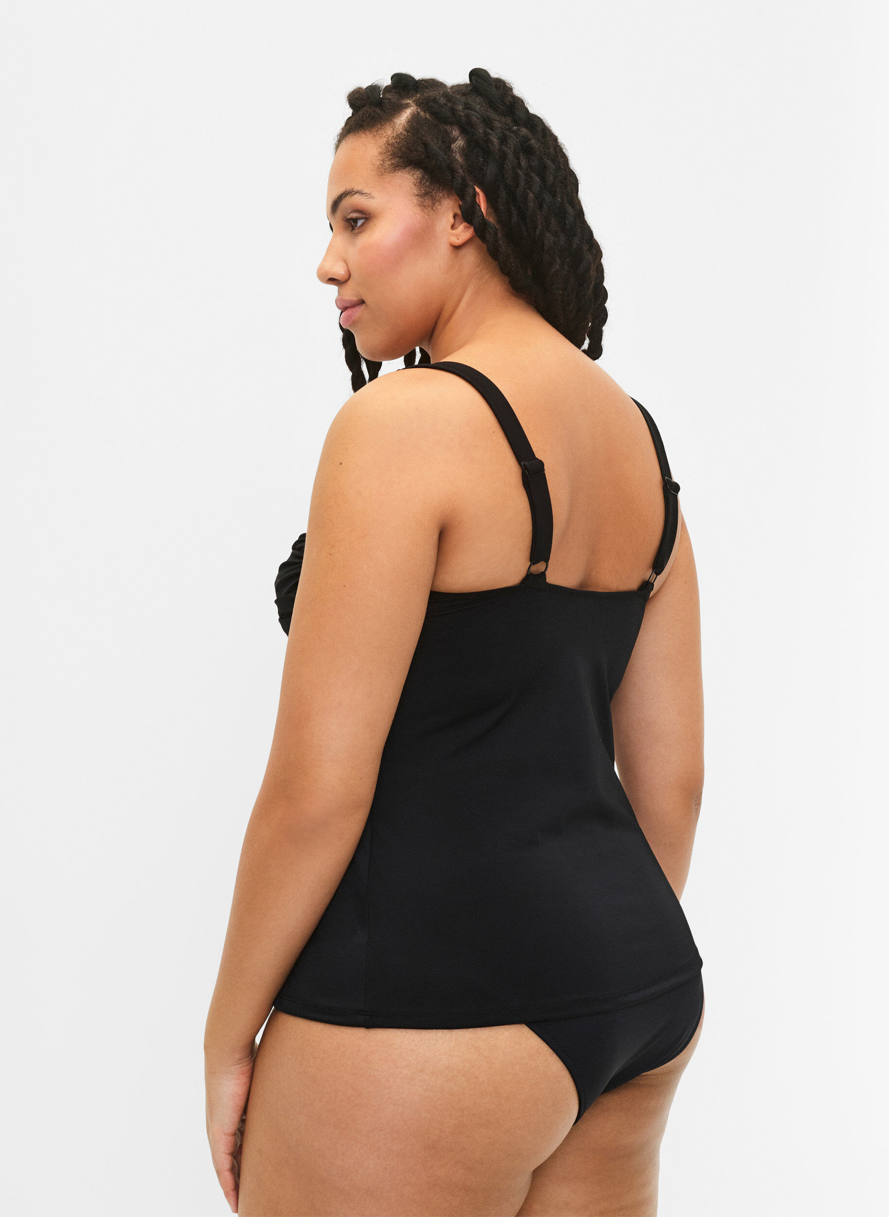 ZizziGedrapeerde tankini, Zwart, Model image number 2