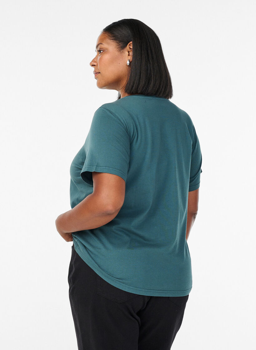 T-shirt in biologische katoen met een gewassen look, Blauw, Model image number 2